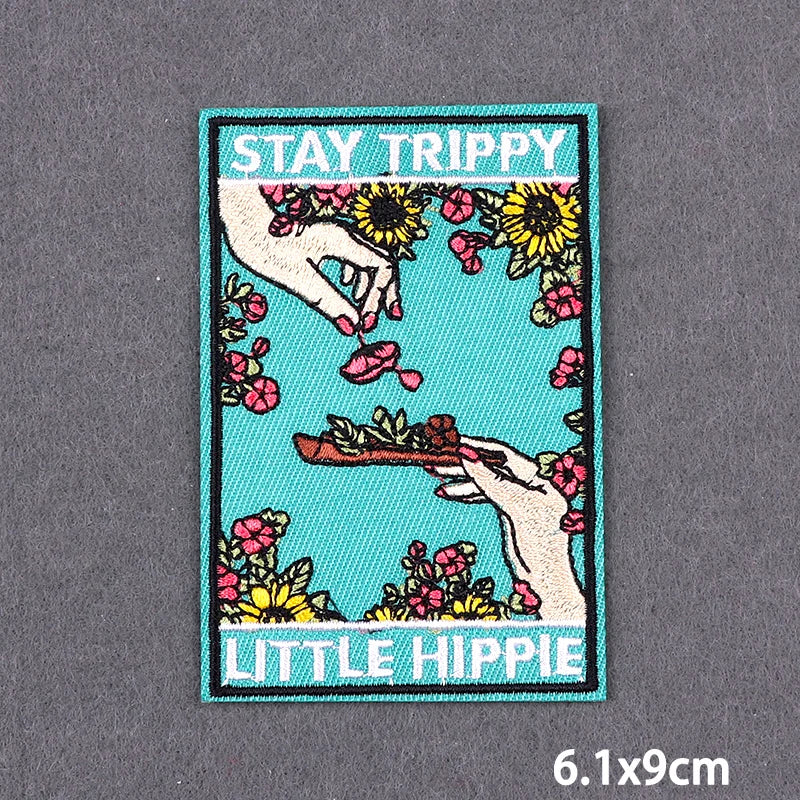 Stay Trippy Iron On Patches Landscape Scenery Patches For Clothing Themoadhesive Patch On Clothes Ironing Stickers DIY