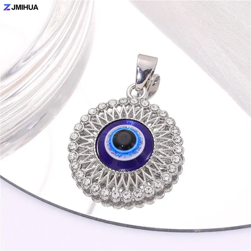 Crystal Charms Blue Turkish Evil Eye Pendants For Jewelry Making Findings DIY Designer Necklaces Earrings Supplies Accessories