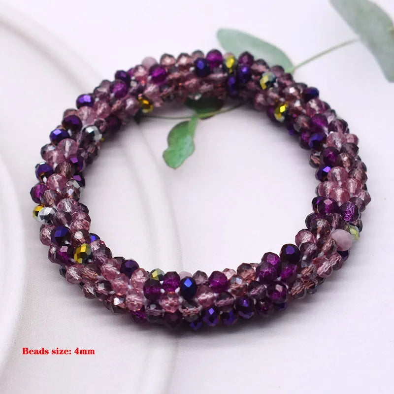 Glass Beads Bracelet And Hair Tie Elastic Hair Rope Simple Scrunchies Ponytail Headdress For Women Bracelet Hair Accessories