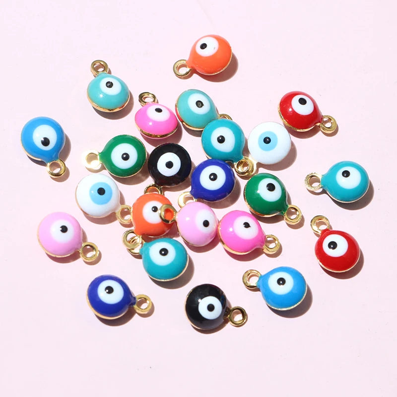 20pcs 8.5x6mm Enamel Evil Eyes Ball Charms