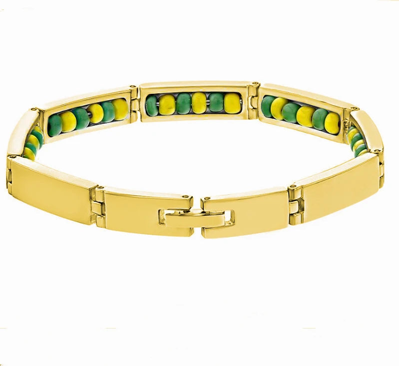 G&D New Luxury Fashion Stainless Steel Jewelry Color Yellow Green Orula Bracelet Mix Beads Unisex Bangle For Women/Men Gift