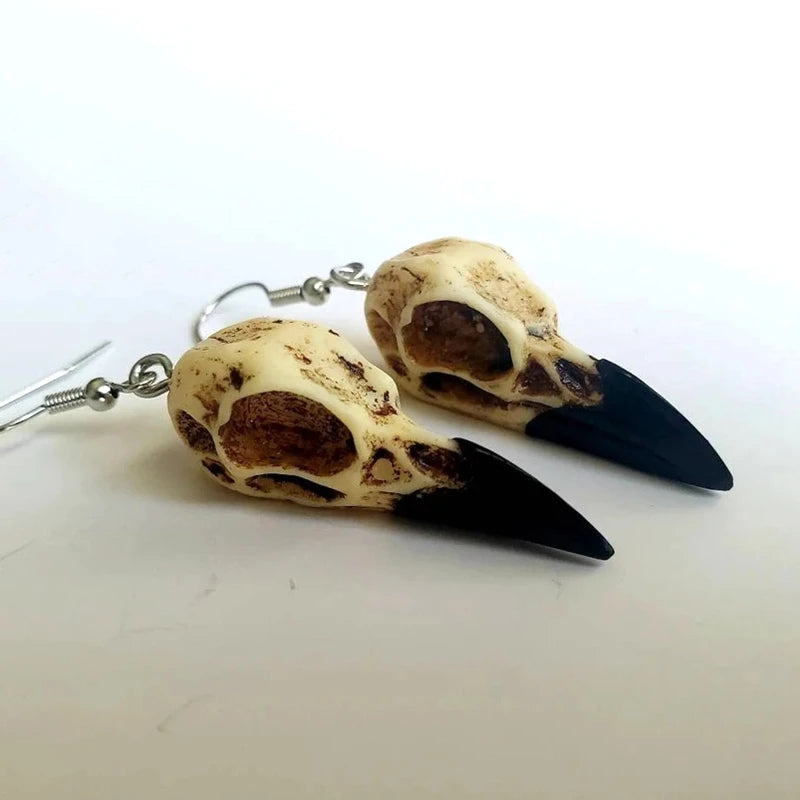 3D Raven Skull Earrings