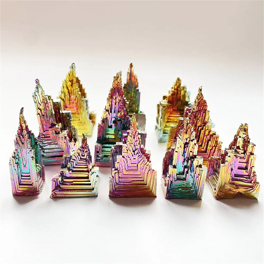 Natural Bismuth Tower Metal Mineral Pyramid Stones