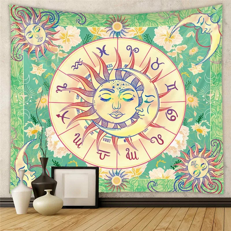 Psychedelic Tarot Trippy Sublime Sun Tapestry Wall Hanging Hippie Tapestries Mushroom Tapestry Aesthetic Room Home Decor