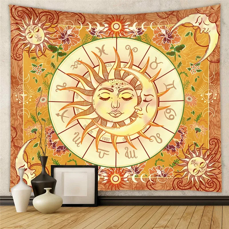 Psychedelic Tarot Trippy Sublime Sun Tapestry Wall Hanging Hippie Tapestries Mushroom Tapestry Aesthetic Room Home Decor