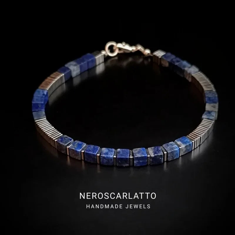 Lapis lazuli and hematite bracelet