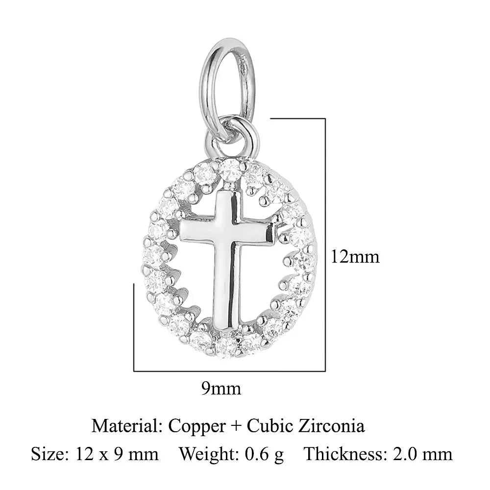 Round Ball Cross Heart Copper Zircon Jewelry Charms