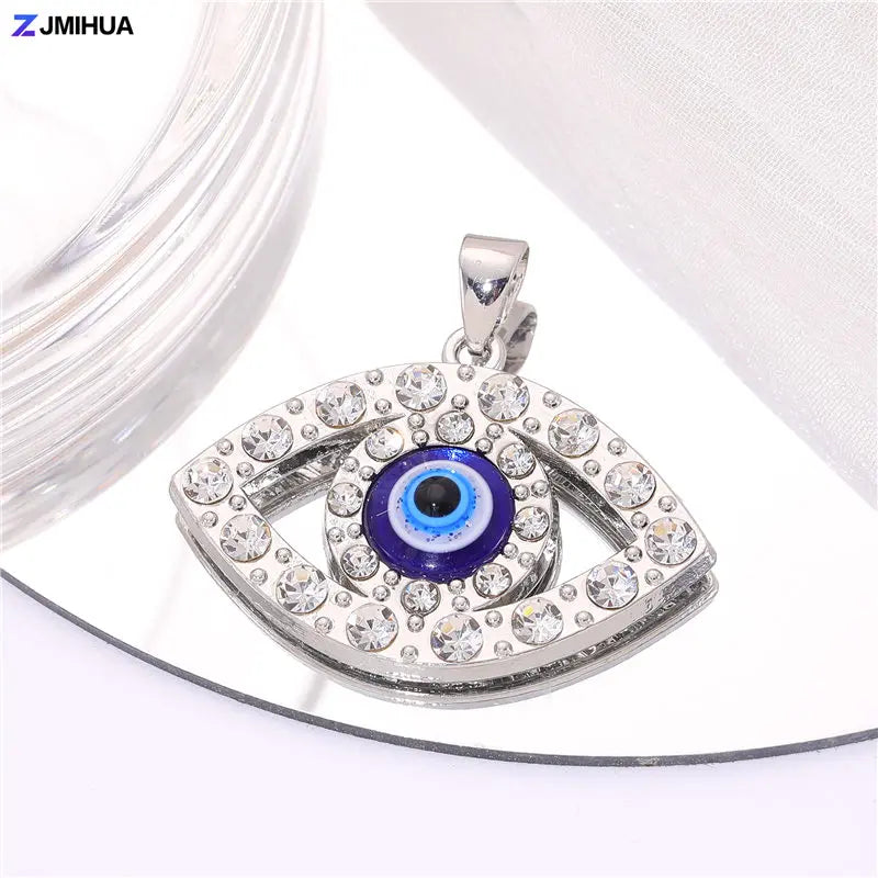 Crystal Charms Blue Turkish Evil Eye Pendants For Jewelry Making Findings DIY Designer Necklaces Earrings Supplies Accessories