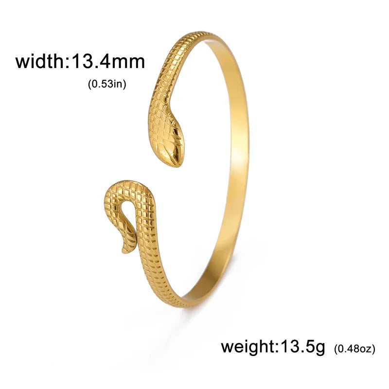 Snake Bangles for Women Men Luxury Stainless Steel Animal Snake Cuff Bracelets Adjustable Gothic Party Jewelry Gift Accessories