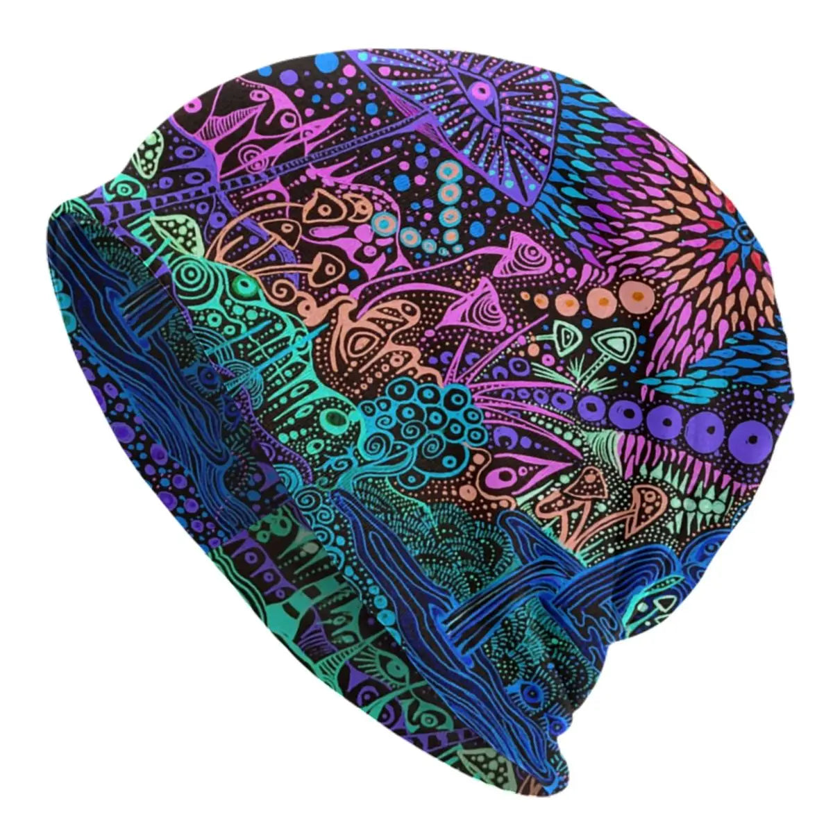 Custom Magic Mushroom Trippy Psychedelic Neon Pastel Goth Bonnet Hat Knitting Hat Men Women Unisex Warm Winter Beanies Cap